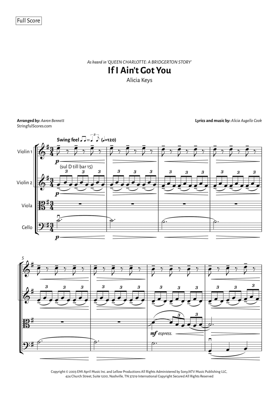 If I Ain't Got You String Quartet scores gallery preview page 1