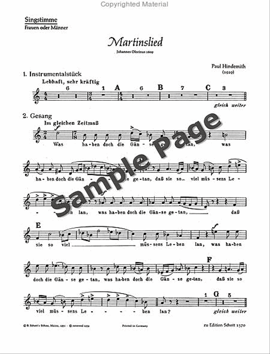 Martinslied Voice (or Chorus) Part Choir scores gallery preview page 2