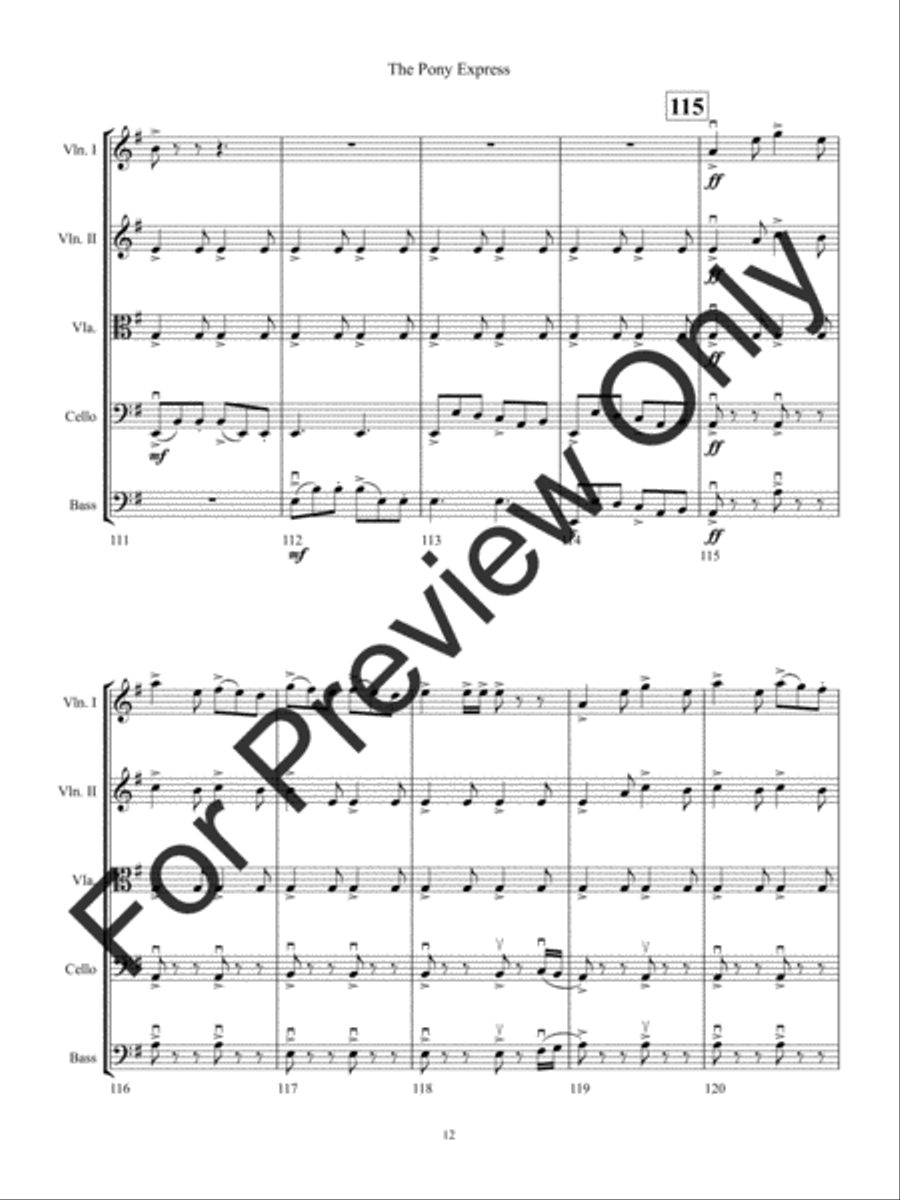 The Pony Express (Score) String Orchestra scores gallery preview page 15