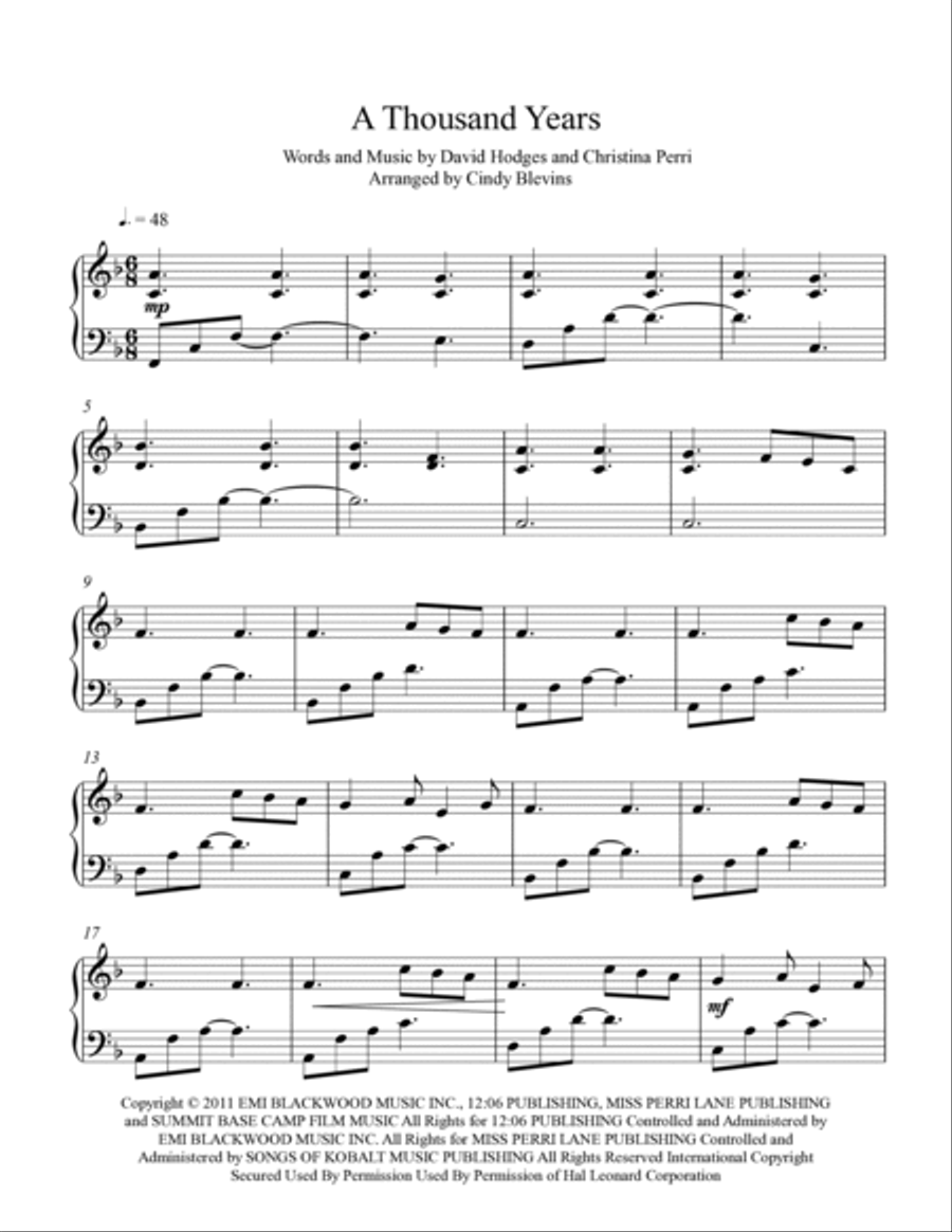 A Thousand Years Harp scores gallery preview page 2