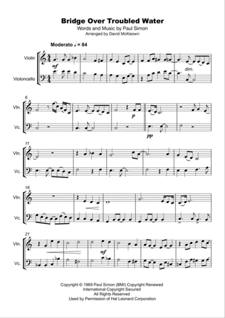 Bridge Over Troubled Water String Duet scores gallery preview page 2