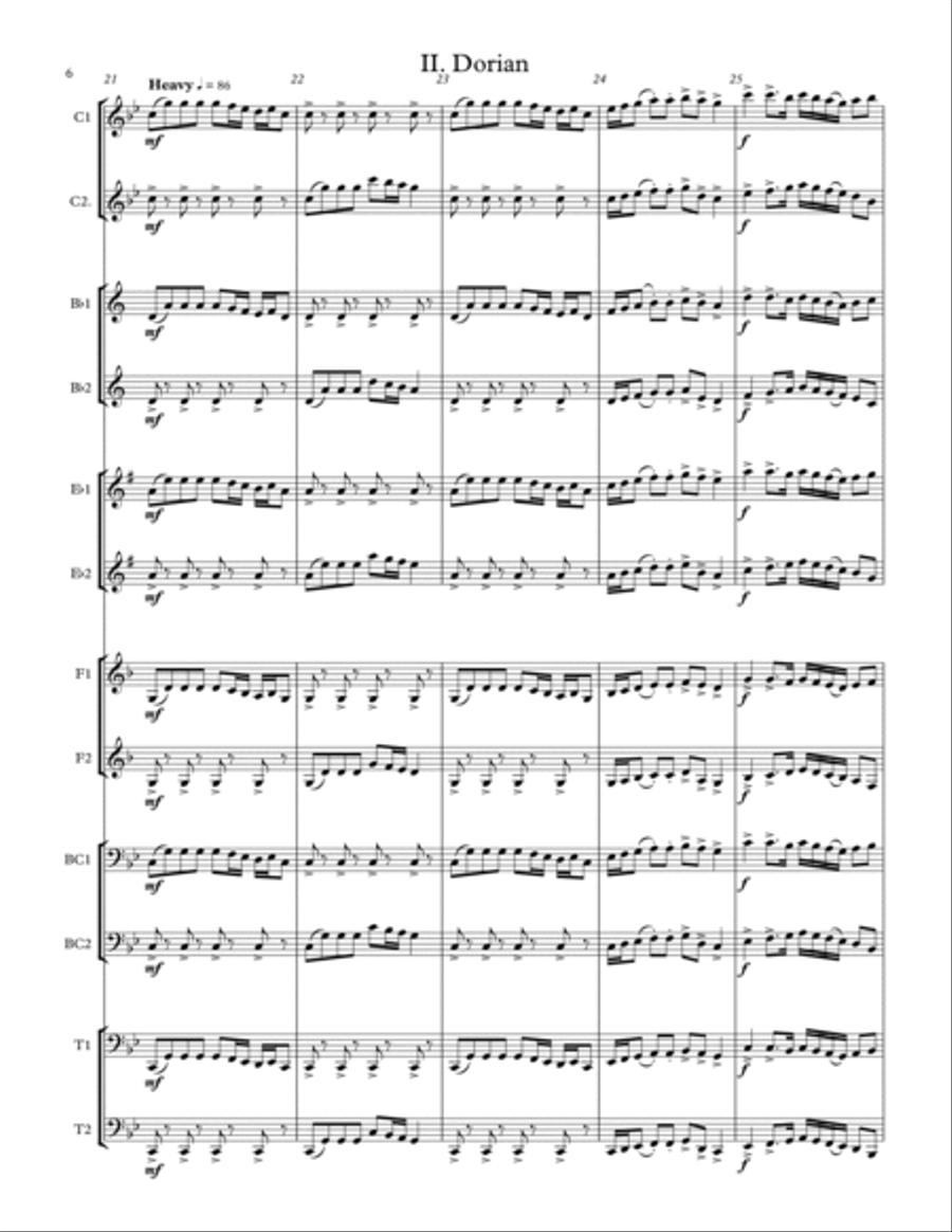 Seven Modes, Seven Duets - All Transpositions (for any two band instruments) Brass Ensemble scores gallery preview page 6