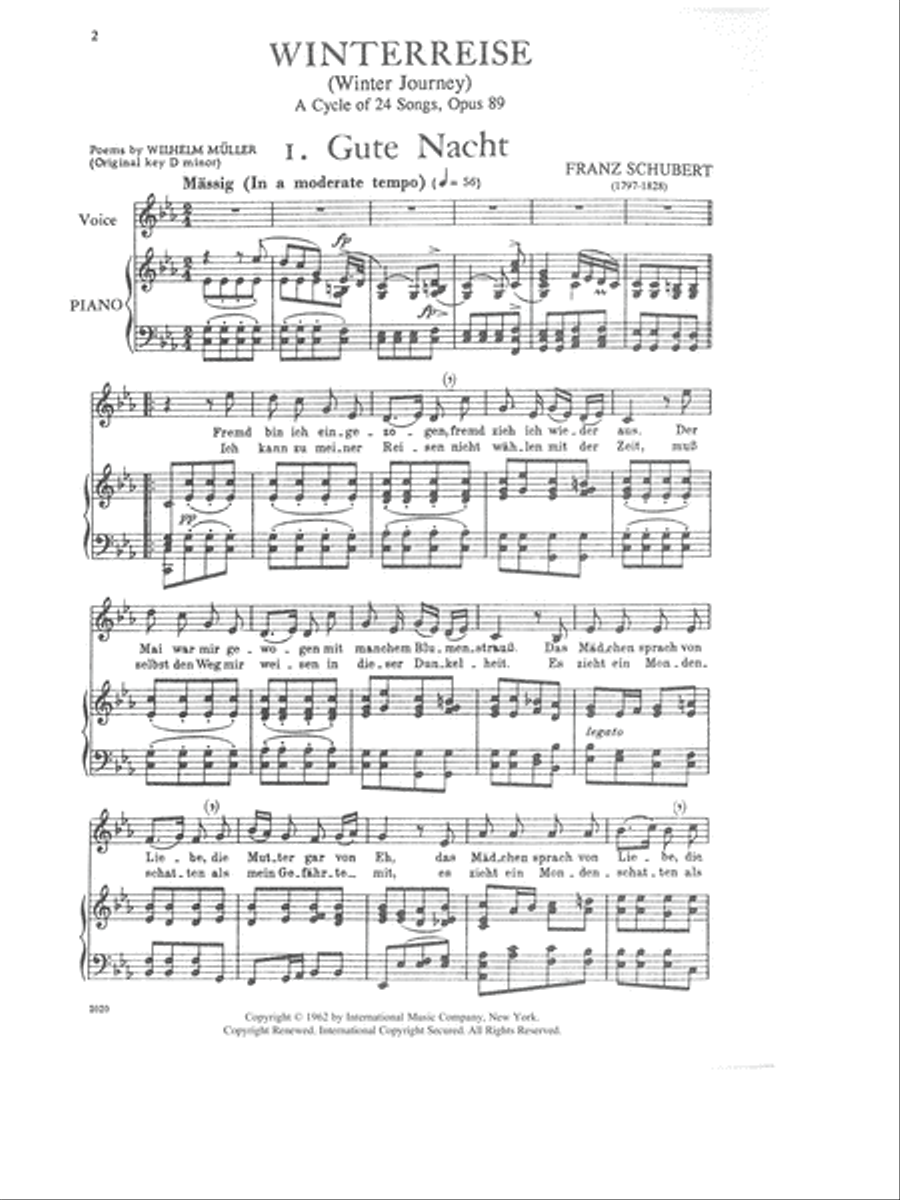 Die Winterreise. A Cycle Of 24 Songs, Opus 89 (G. & E.) - Medium Medium Voice scores gallery preview page 2