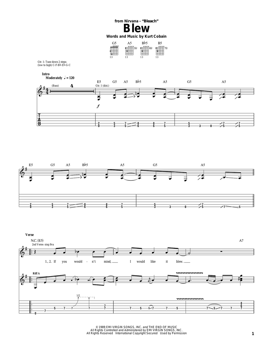 Blew Guitar Tablature scores gallery preview page 1