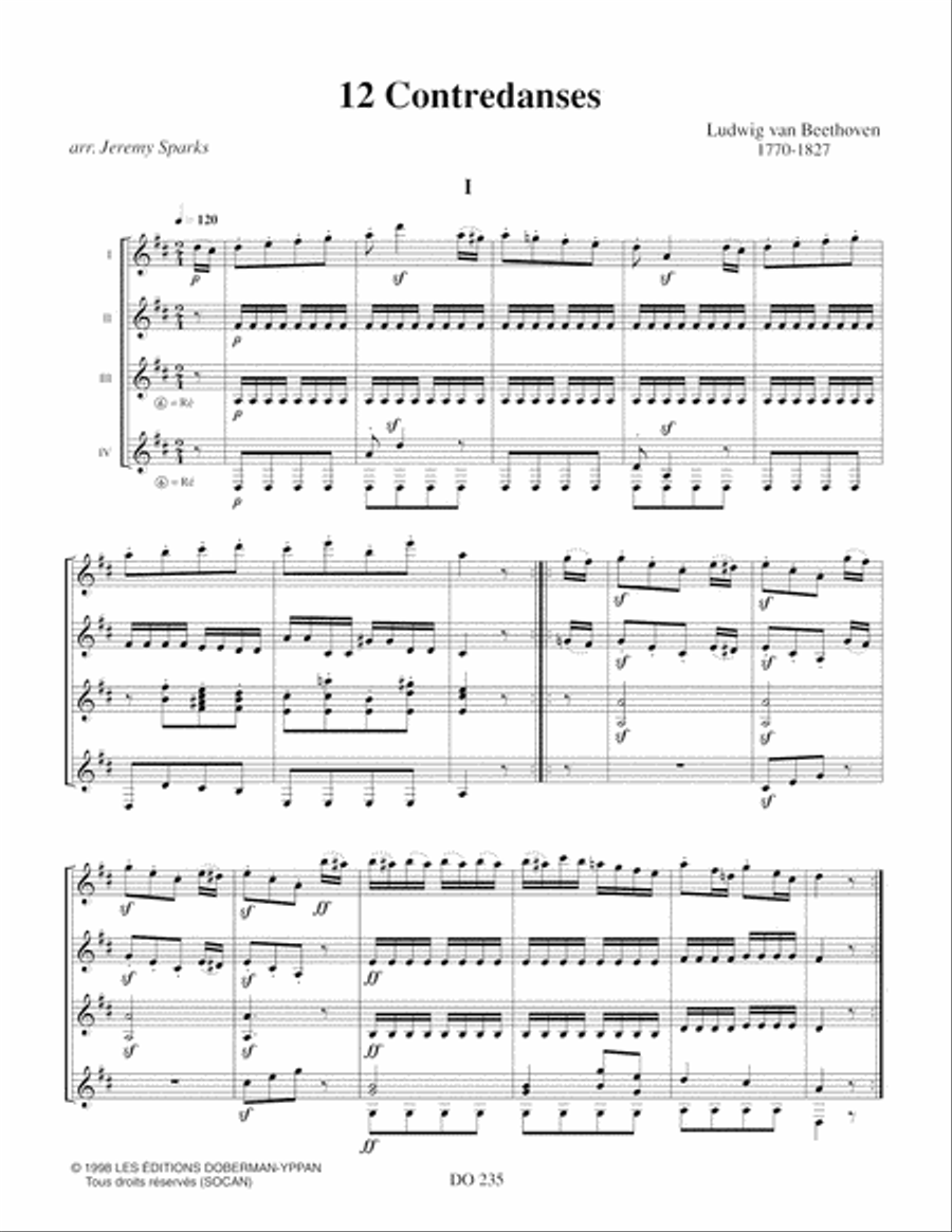 Douze contredanses Guitar Ensemble scores gallery preview page 3