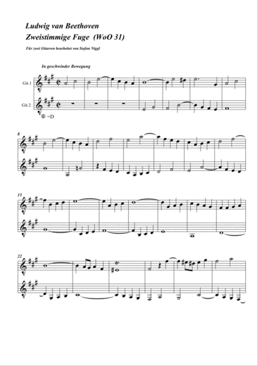 Fuge WoO 31 for Guitar Duet Acoustic Guitar scores gallery preview page 1