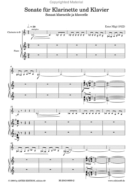 Sonate fur Klarinette und Klavier