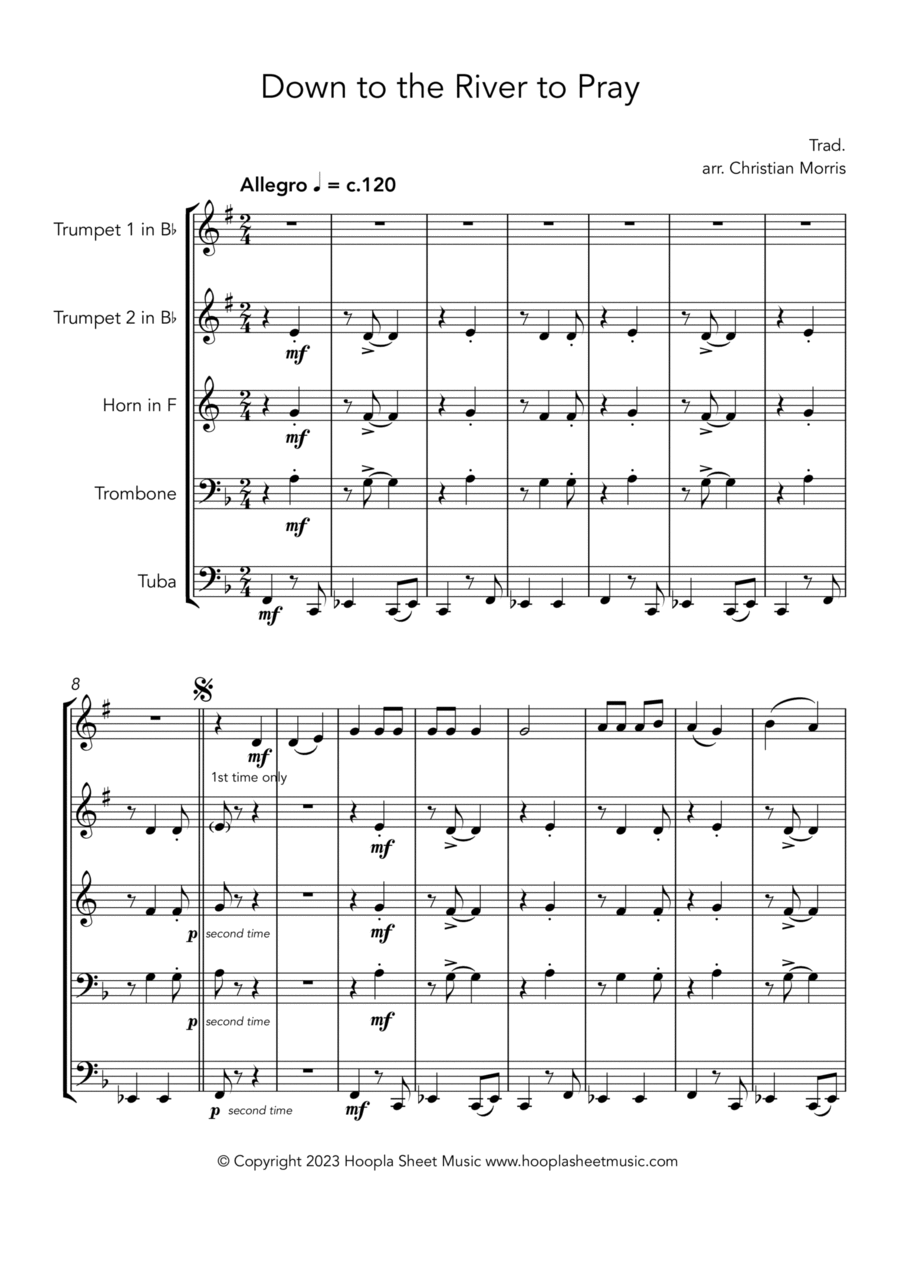 Down to the River to Pray Horn scores gallery preview page 1