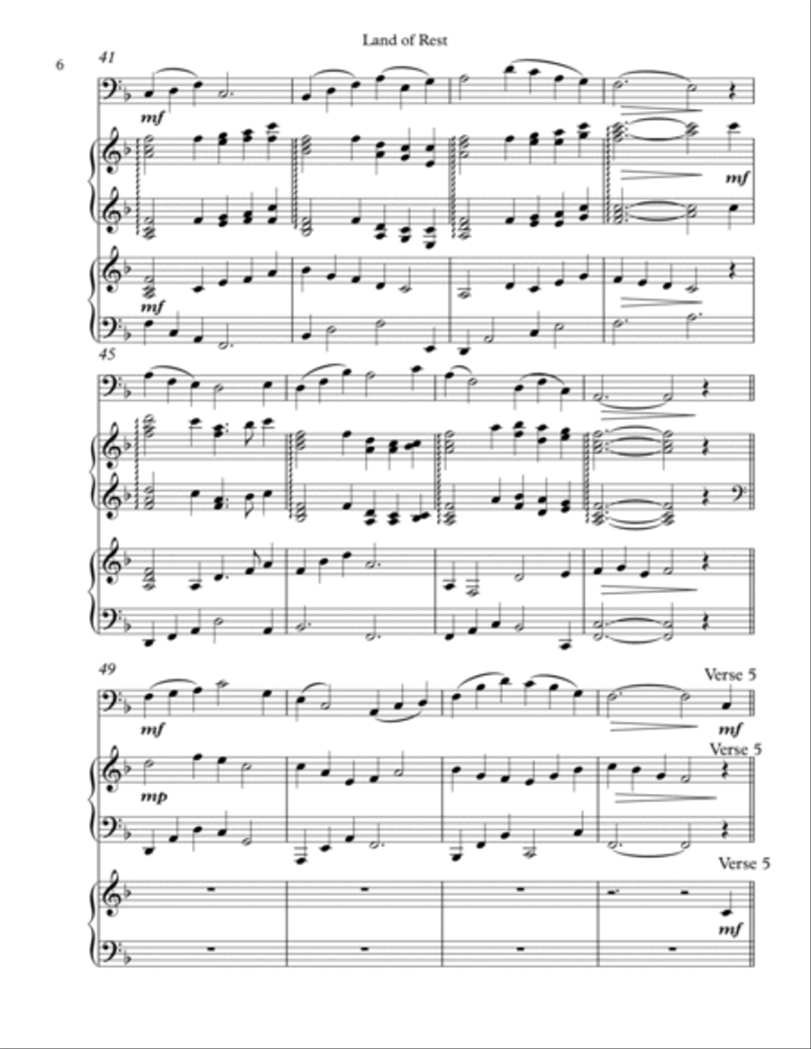 Land of Rest, Trio for Cello, Harp, Piano Cello scores gallery preview page 6