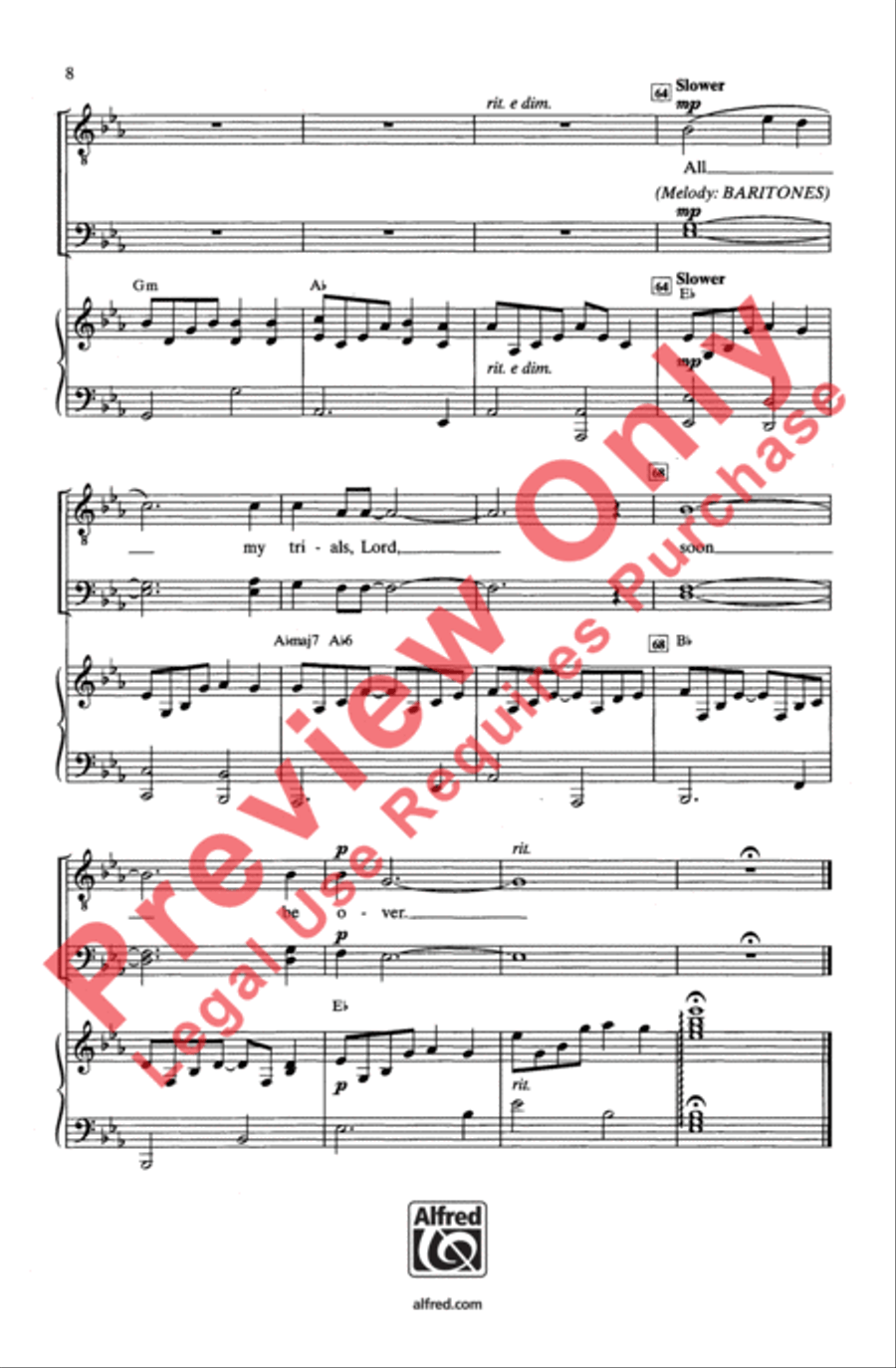 All My Trials - TBB 3-Part scores gallery preview page 8