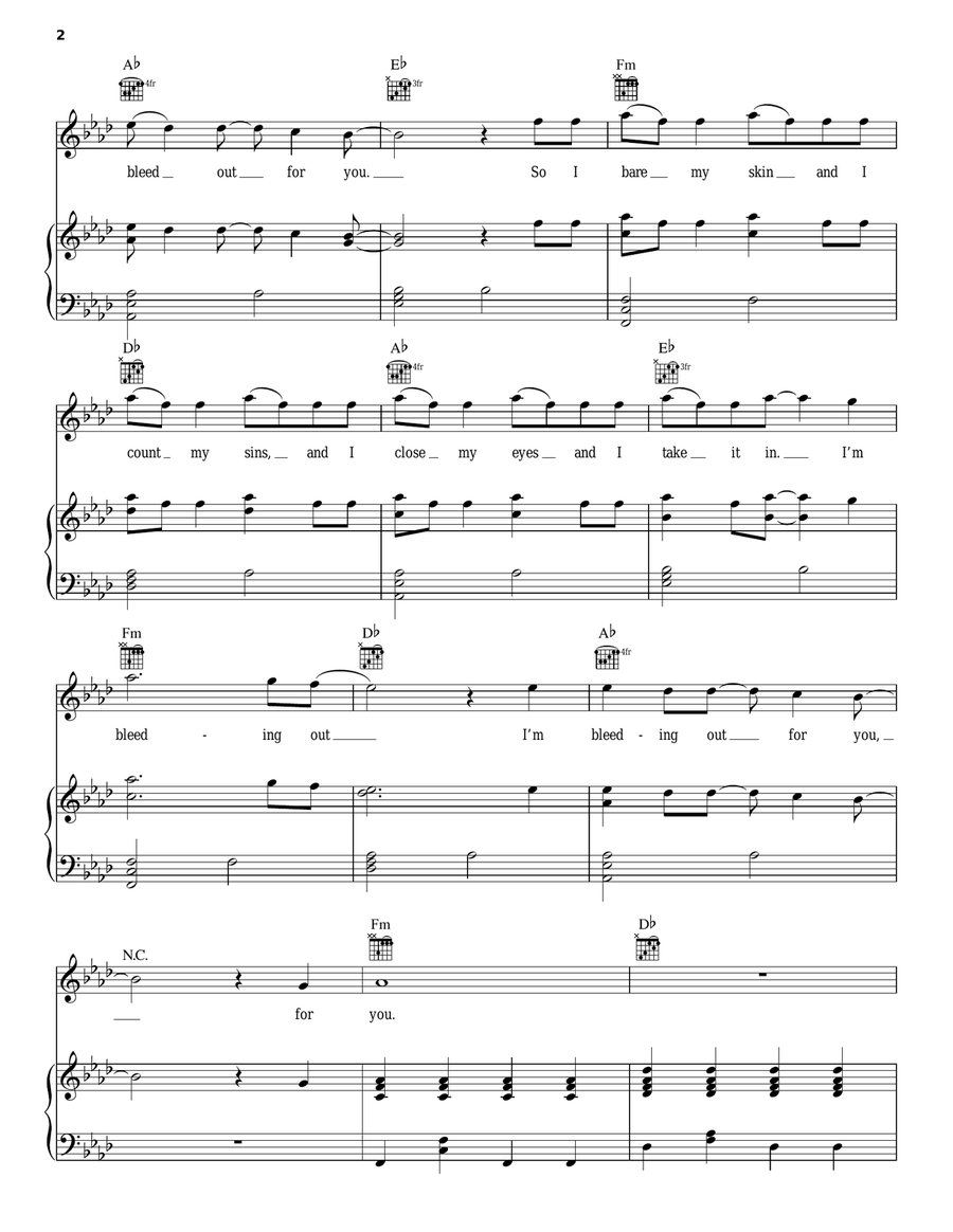 Bleeding Out Acoustic Guitar scores gallery preview page 2