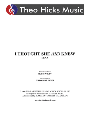 Book cover for I Thought She Knew