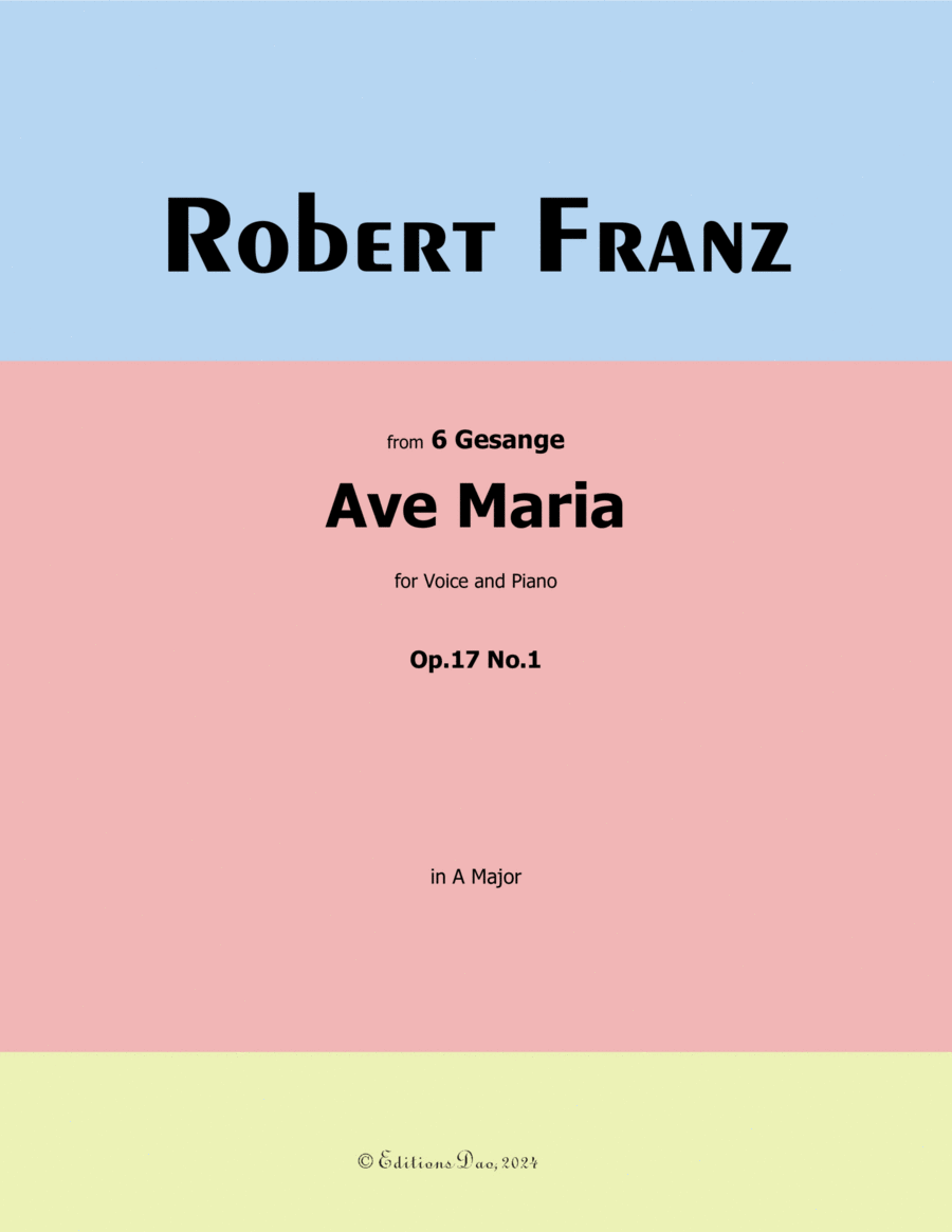 Ave Maria, by Robert Franz, in A Major Voice scores gallery preview page 1
