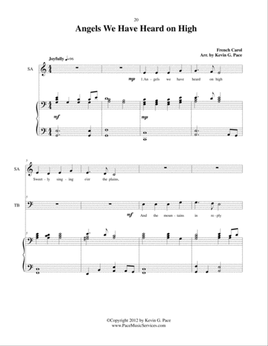 Angels We Have Heard on High - SATB choir with piano accompaniment 4-Part scores gallery preview page 2