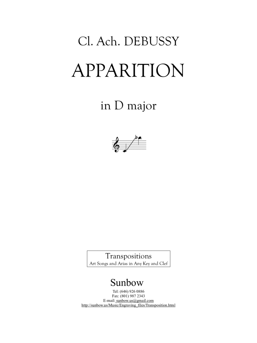 Debussy: Apparition (transposed to D major)