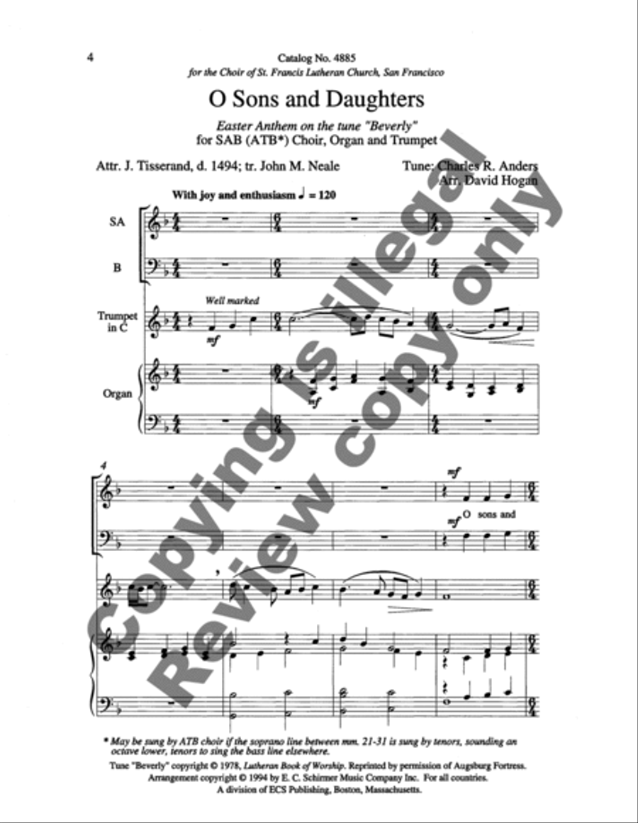 O Sons and Daughters of the King ATB scores gallery preview page 9