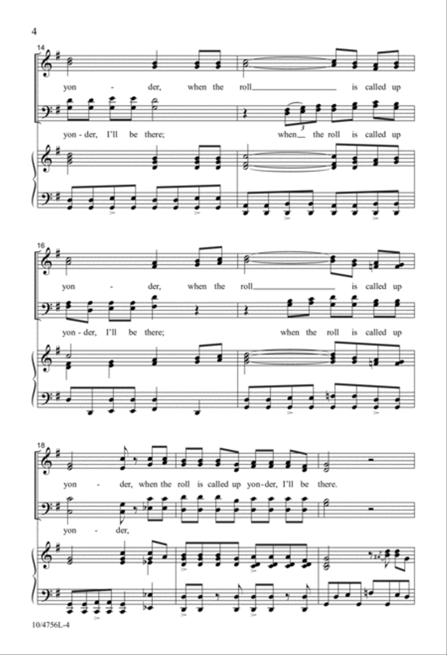 When the Roll Is Called Up Yonder 4-Part scores gallery preview page 4