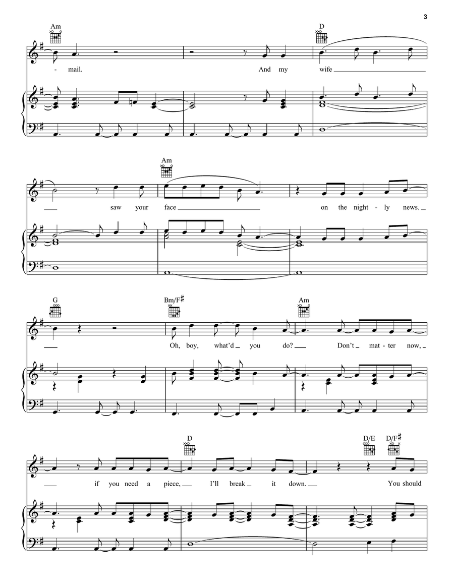 Bounce Man Piano, Vocal, Guitar scores gallery preview page 3