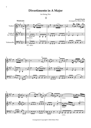 A Major String Trio, HAYDN for 2 Violins & Cello (Viola option)