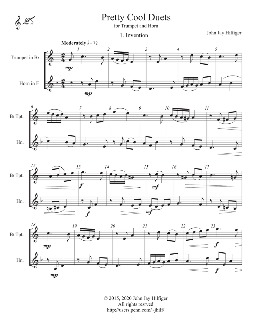 Pretty Cool Duets for Trumpet and French Horn Brass Duet scores gallery preview page 3