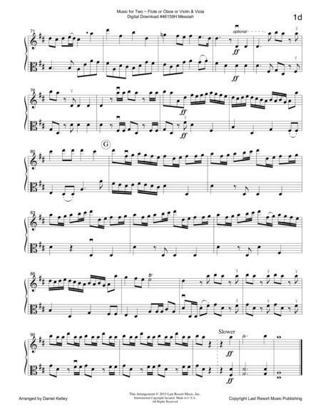 Handel's Messiah - Duet - for Flute or Oboe or Violin & Viola - Music for Two