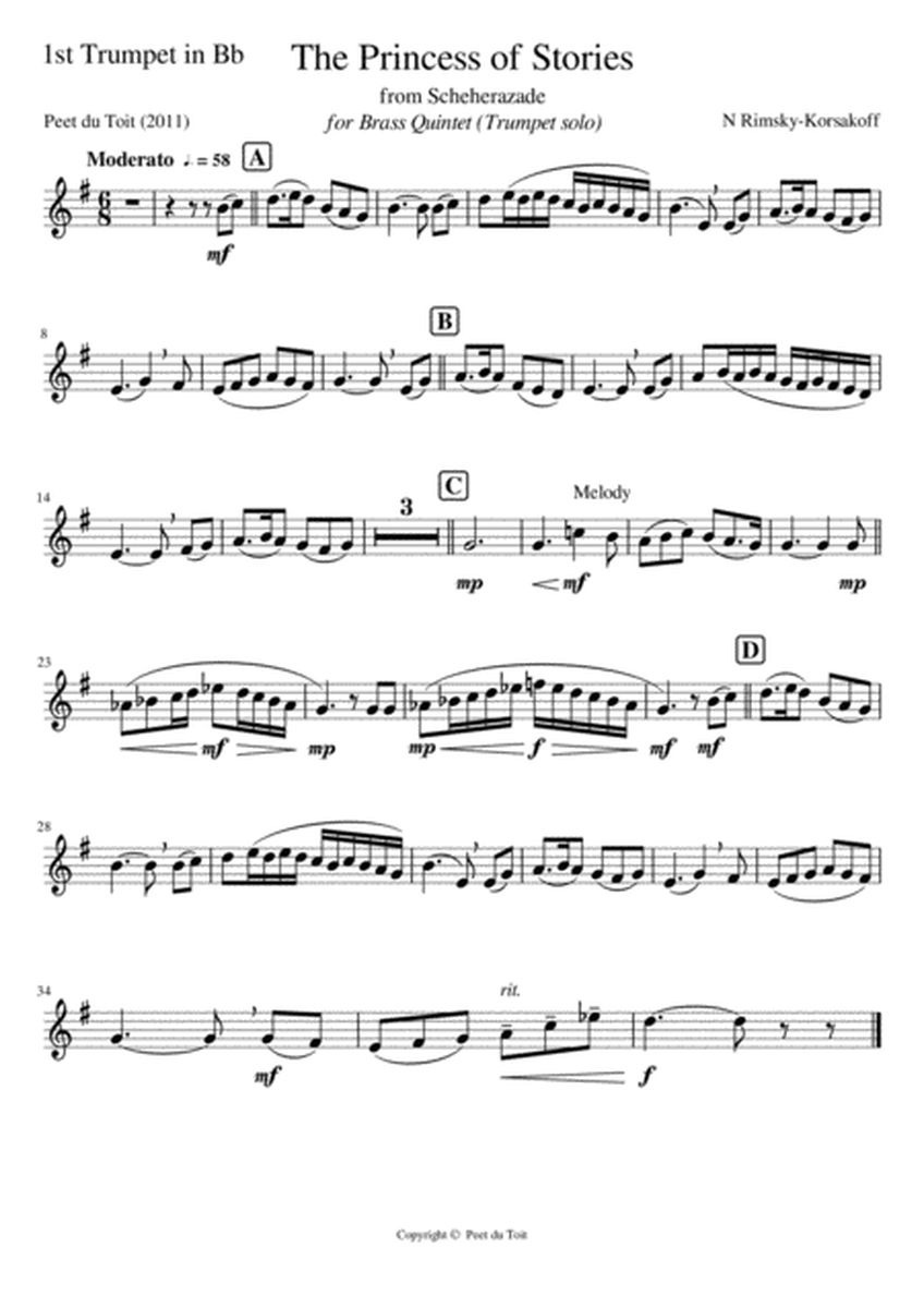 The Princess of Stories from 'Scheherazade', Op.35 - N Rimsky-Korsakov (Brass Quintet) image number null