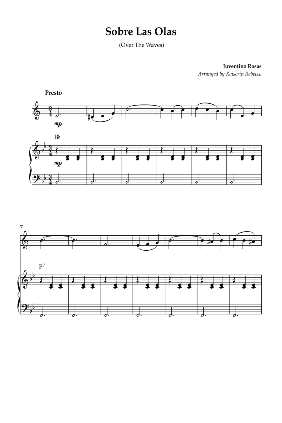 Sobre Las Olas (Over The Waves) B-Flat Trumpet scores gallery preview page 1