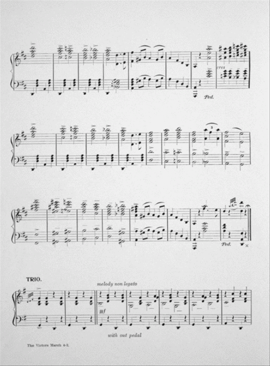 (1) March. The Victors. Back cover (2) song 