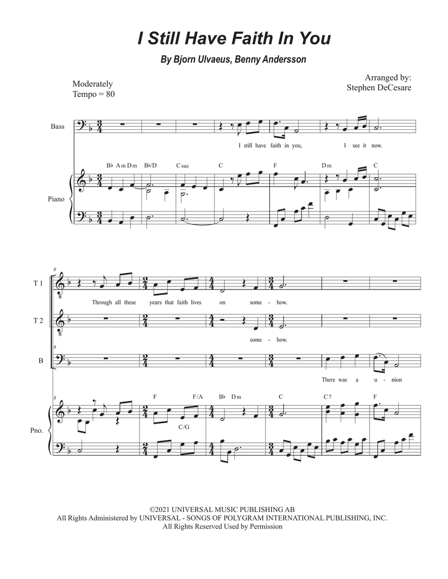I Still Have Faith In You Piano, Vocal scores gallery preview page 1