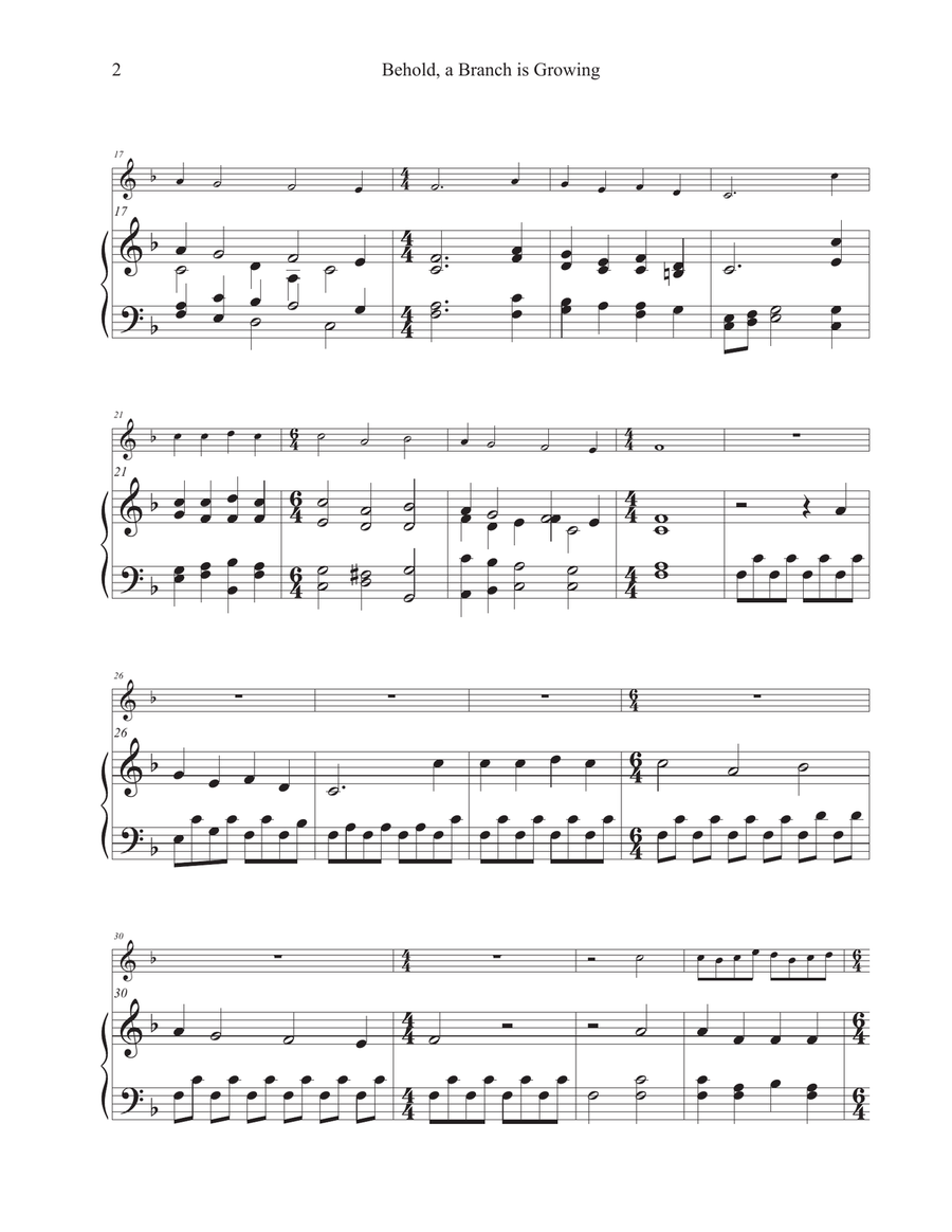 Behold, A Branch is Growing (Hymn Tune: ES IST EIN ROS) Flute Solo scores gallery preview page 2