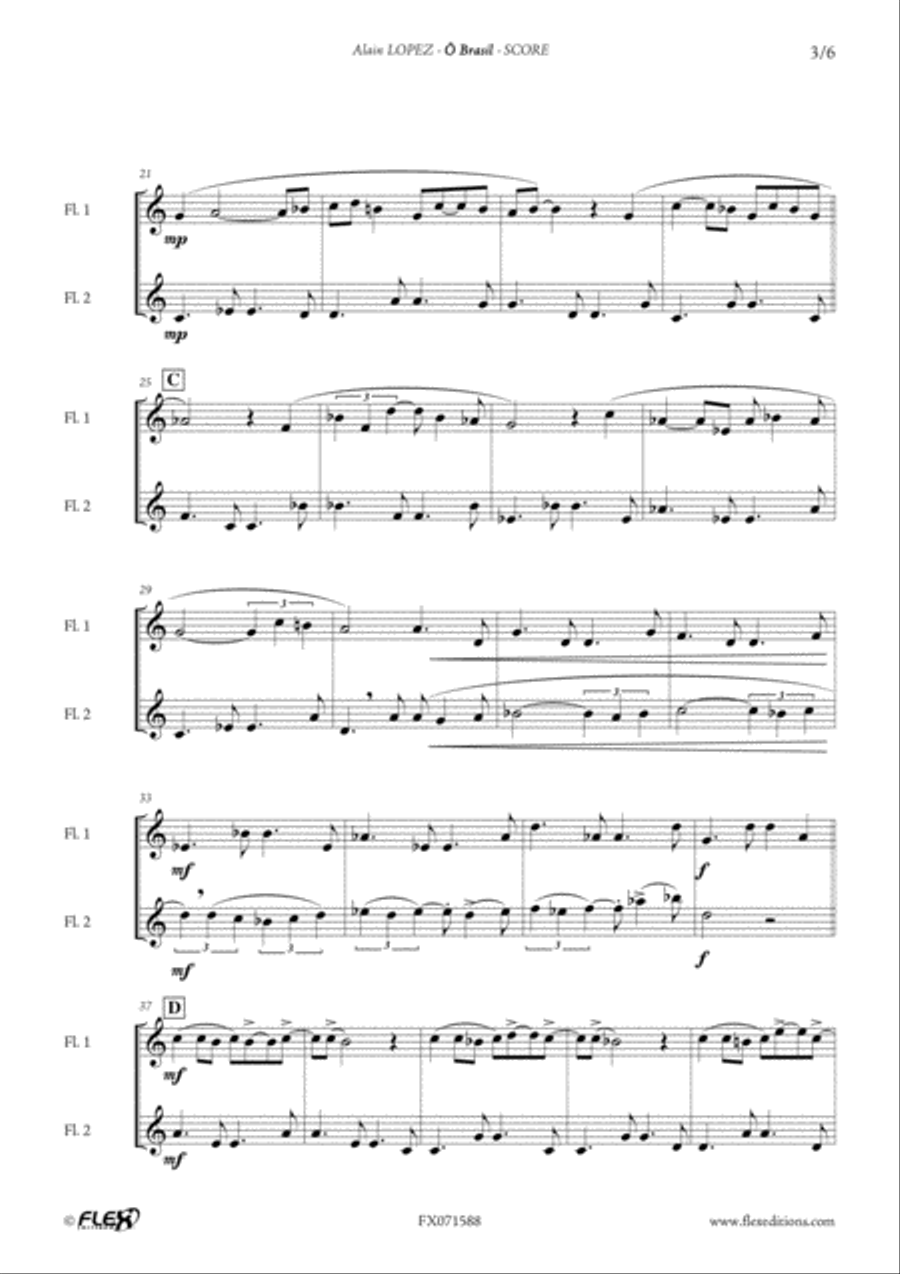 O Brasil Flute Duet scores gallery preview page 3
