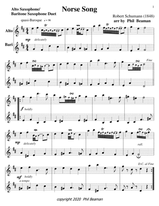 Norse Song-Schumann-alto sax-bari sax duet