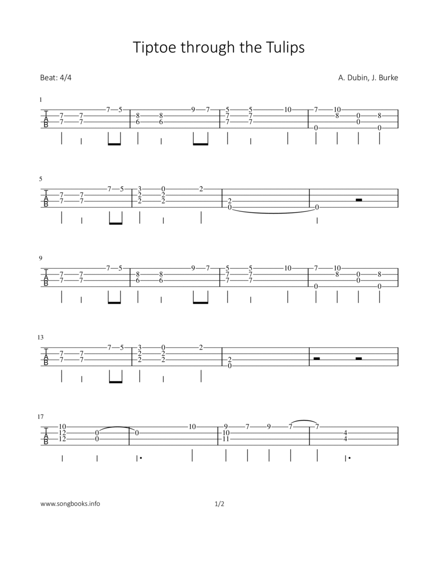 Tiptoe through the Tulips Ukulele scores gallery preview page 1
