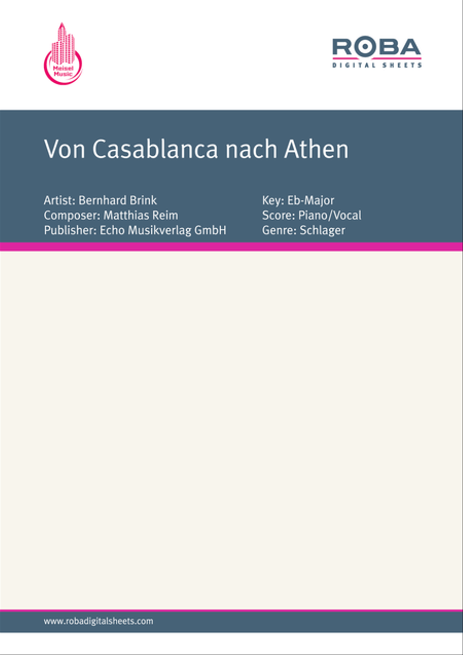 Von Casablanca nach Athen Piano, Vocal scores gallery preview page 1
