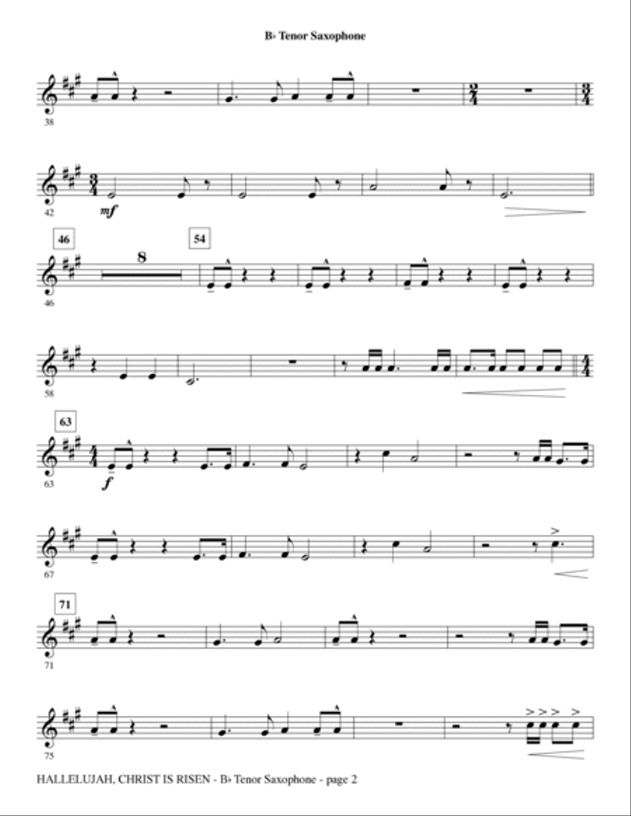 Hallelujah, Christ Is Risen - Tenor Sax (sub. Tbn 2) Choir scores gallery preview page 2