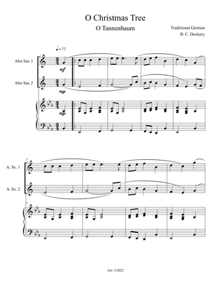 O Christmas Tree (O Tannenbaum) for Alto Sax Duet with Piano Accompaniment