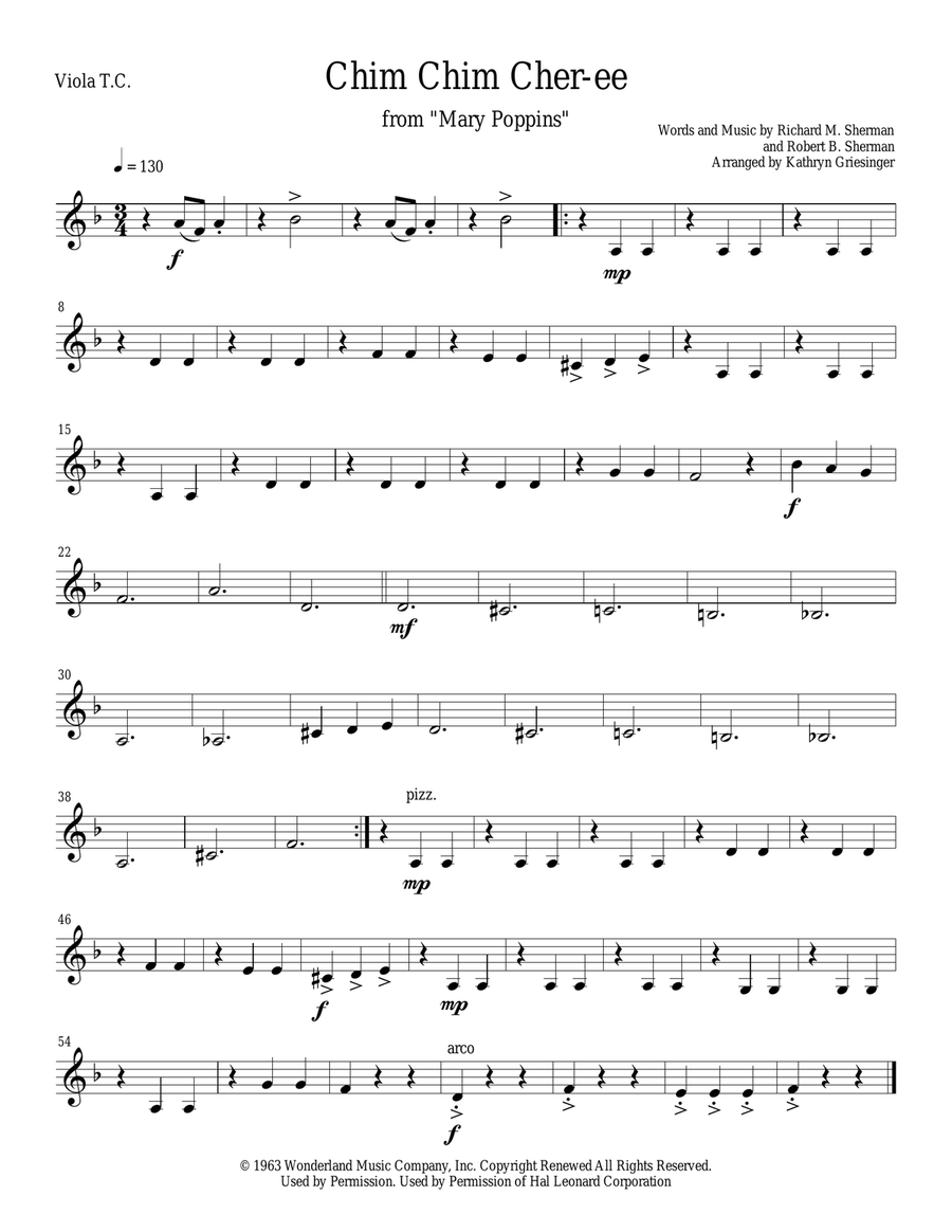 Chim Chim Cher-ee from Walt Disney's MARY POPPINS String Quartet scores gallery preview page 4