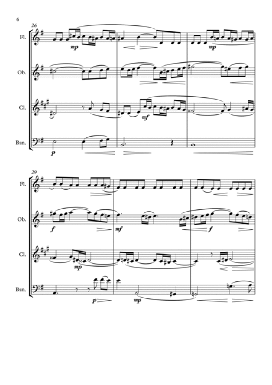 Vocalise Woodwind Quartet scores gallery preview page 6