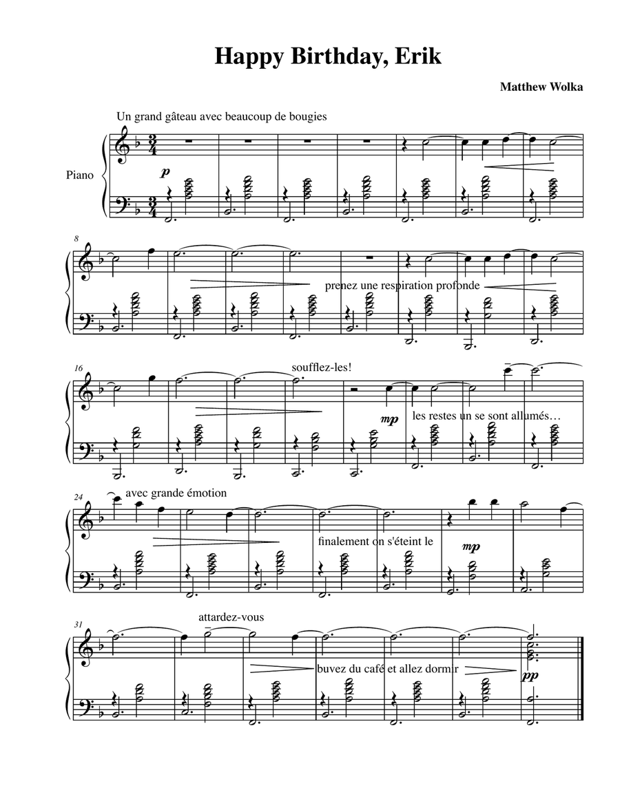 Happy Birthday, Erik! Piano Solo scores gallery preview page 1