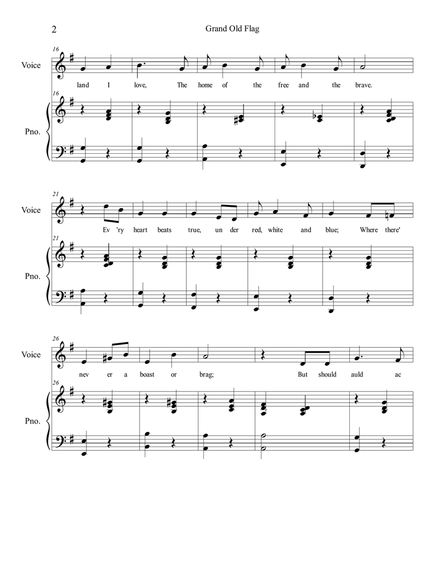 You're a Grand Old Flag with Piano Accompaniment Piano, Vocal scores gallery preview page 2