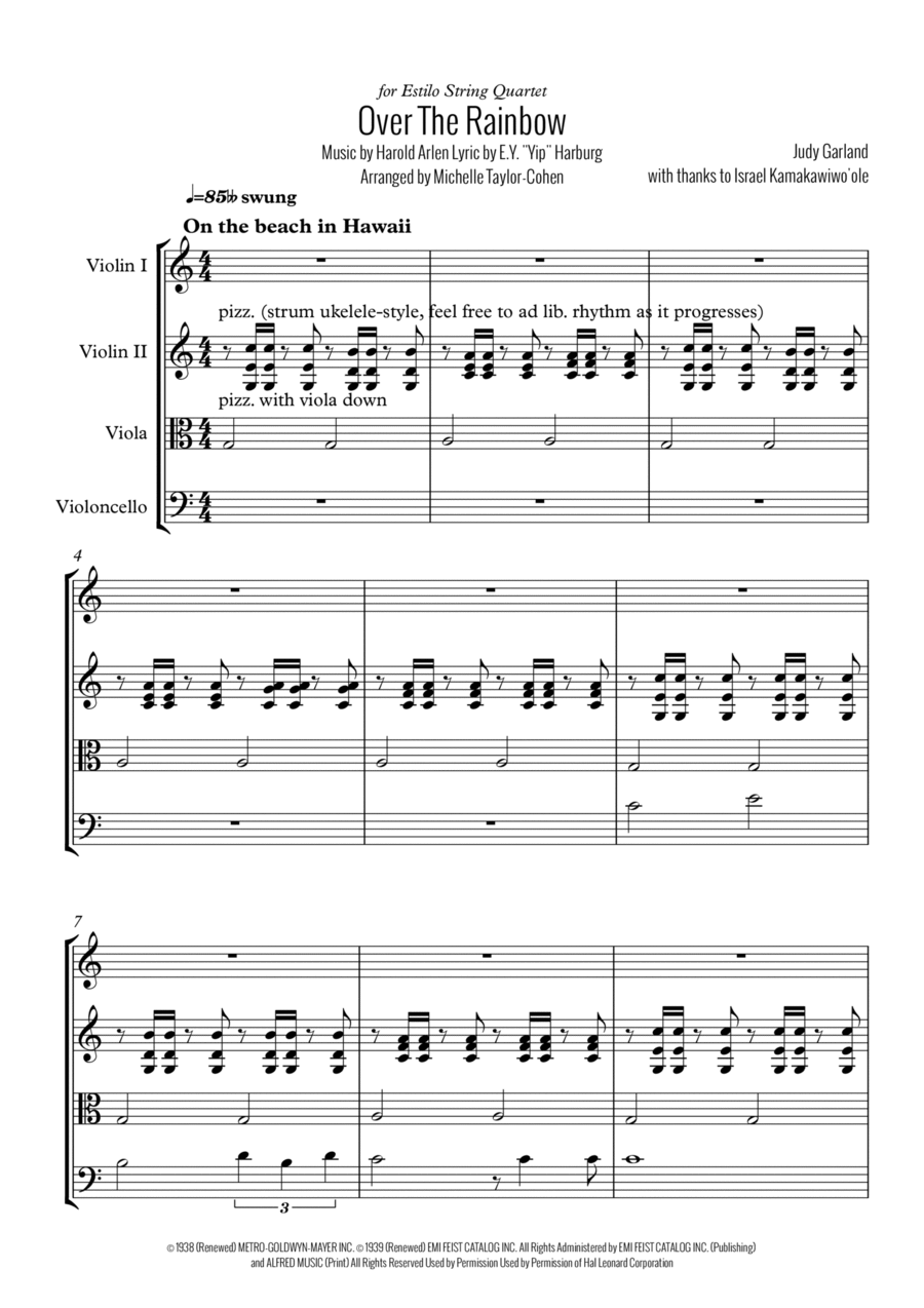 Over The Rainbow (from The Wizard Of Oz) String Quartet scores gallery preview page 1