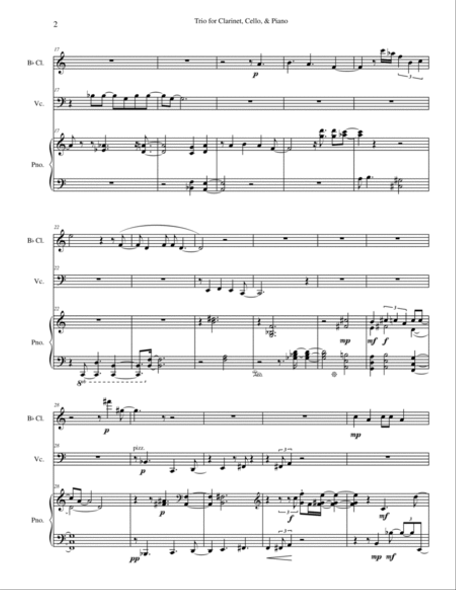 Trio for Clarinet, Cello, and Piano Small Ensemble scores gallery preview page 2