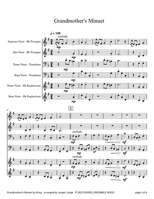 Grandmother's Minuet by Grieg for Brass Quartet in Schools