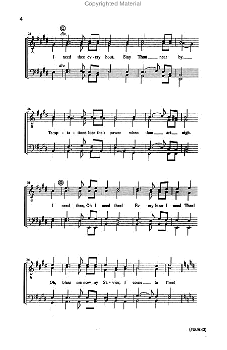 I Need Thee Every Hour - TTBB a cappella TTBB scores gallery preview page 3