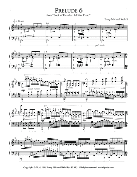 Prelude 6 from "Book of Preludes: 1-15 for Piano" image number null