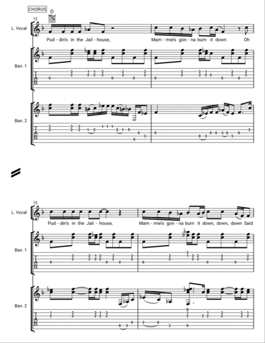 Puddin's in the Jailhouse Guitar Tablature scores gallery preview page 3