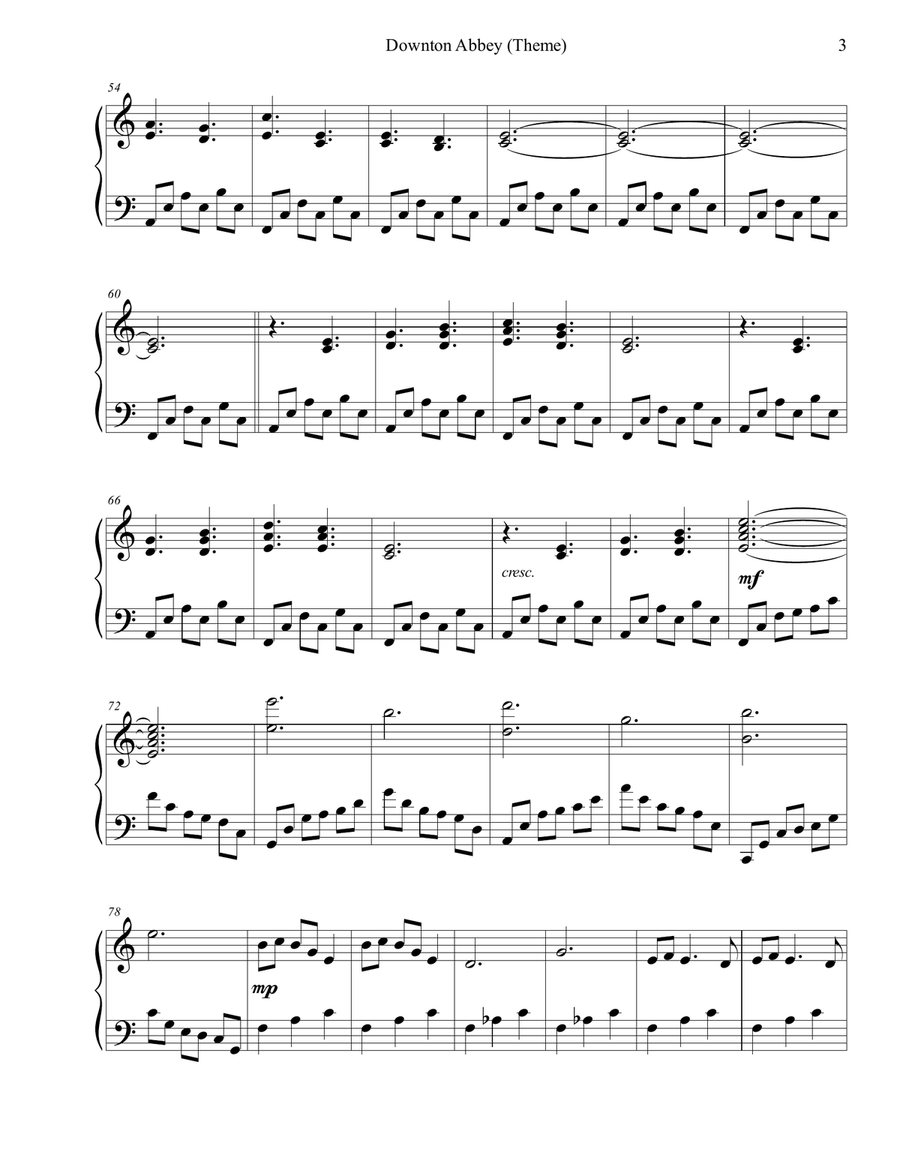 Downton Abbey (theme) Piano Solo scores gallery preview page 3