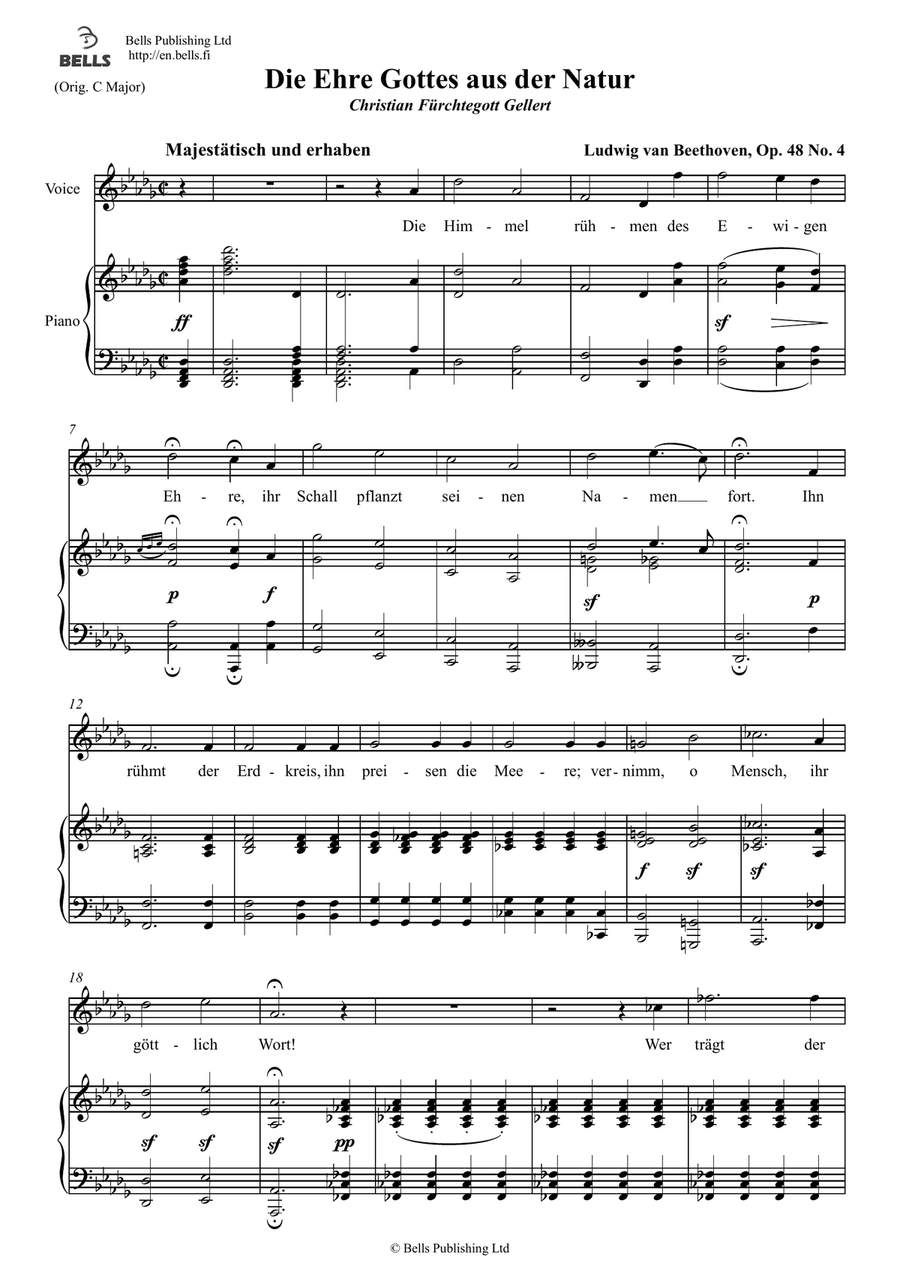 Die Ehre Gottes aus der Natur, Op. 48 No. 4 (D-flat Major)