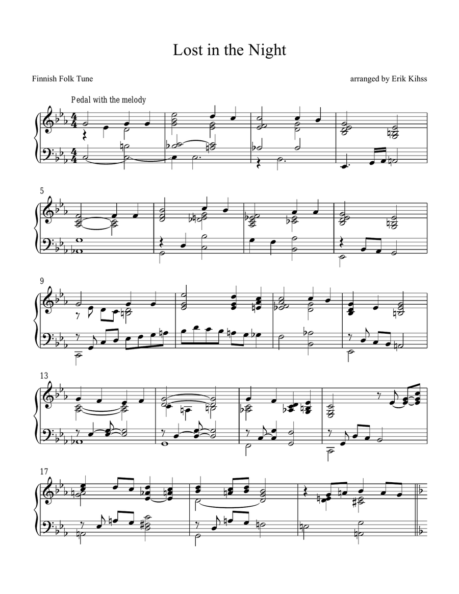 Lost in the Night - a piano setting for Advent Piano Solo scores gallery preview page 1