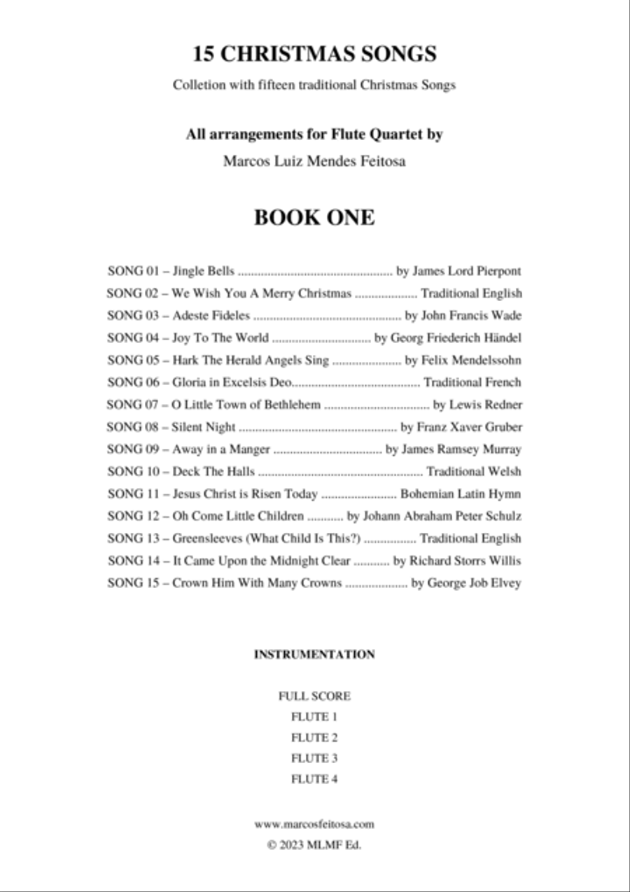 15 Christmas Songs (BOOK 1) - Flute Quartet Flute Quartet scores gallery preview page 2